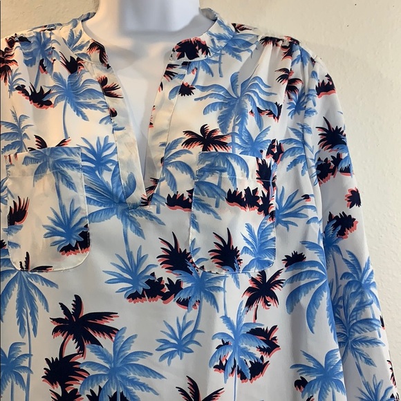 5 for 20 neon palm tress flowy tunic blouse - Picture 2 of 7